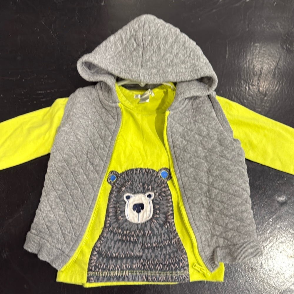 PetitLem Bear Stitched Shirt and Coordinating Vest